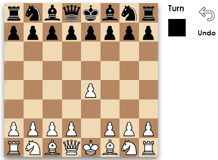 Layout Of A Chess Board In Black And White With Whites First Move